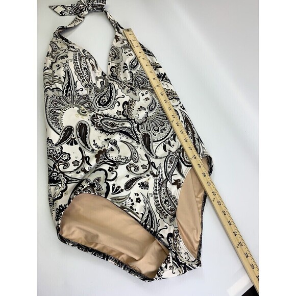 Lands End Halter One Piece Swimsuit Brown Paisley New Without Tags Womens 16 - Picture 13 of 13